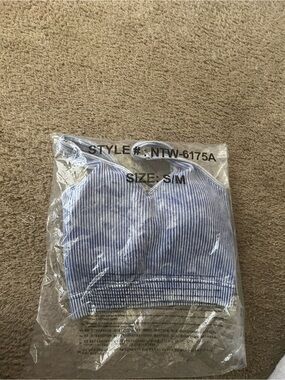 Zenana Outfitters Blue and White Striped Bralette